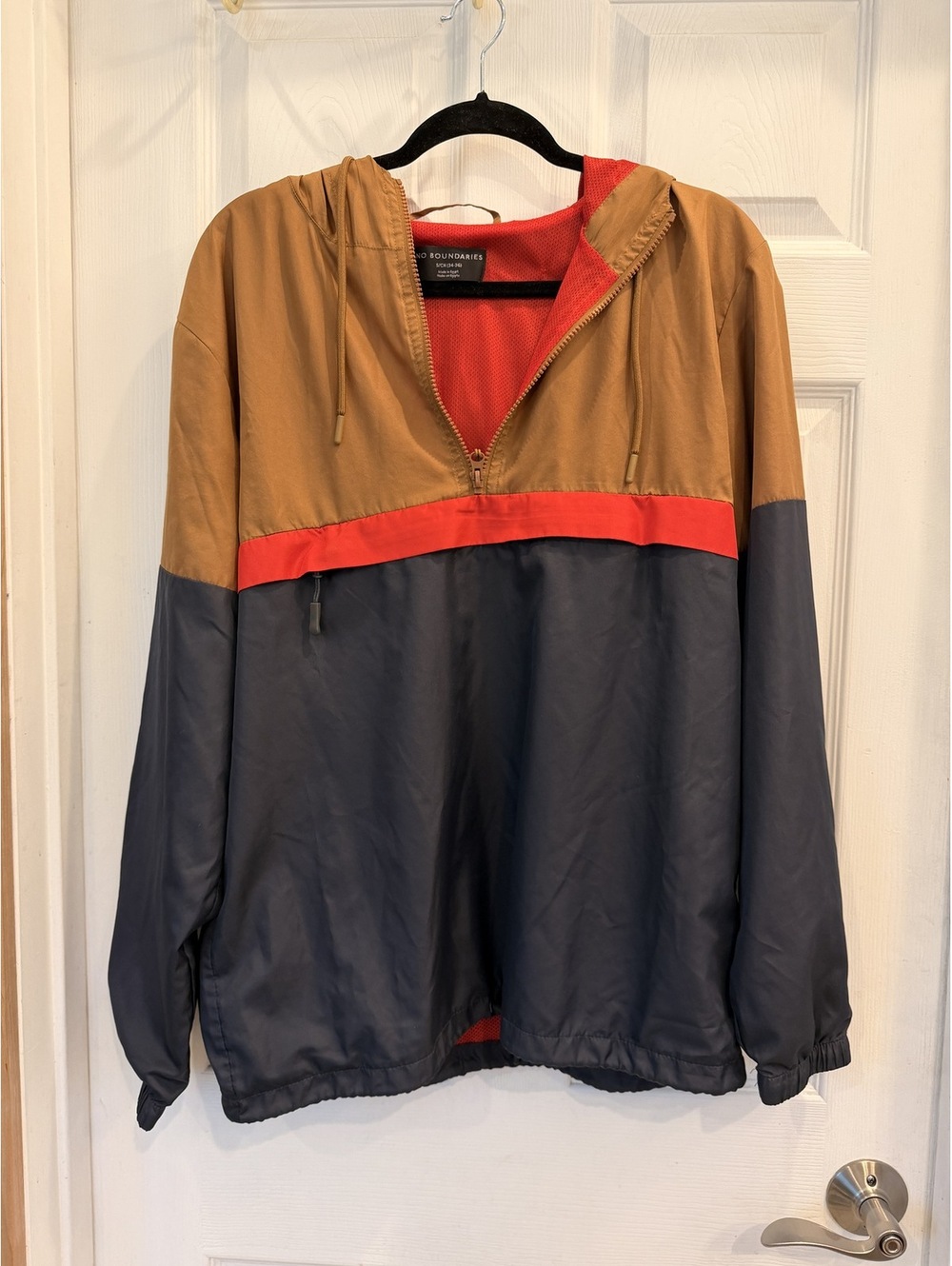 No Boundaries Colorblock Pullover Windbreaker Jacket with Hood